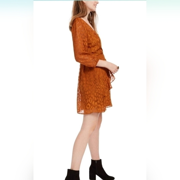 BCX Juniors' Embossed Cheetah Dress Orange - Picture 2 of 8